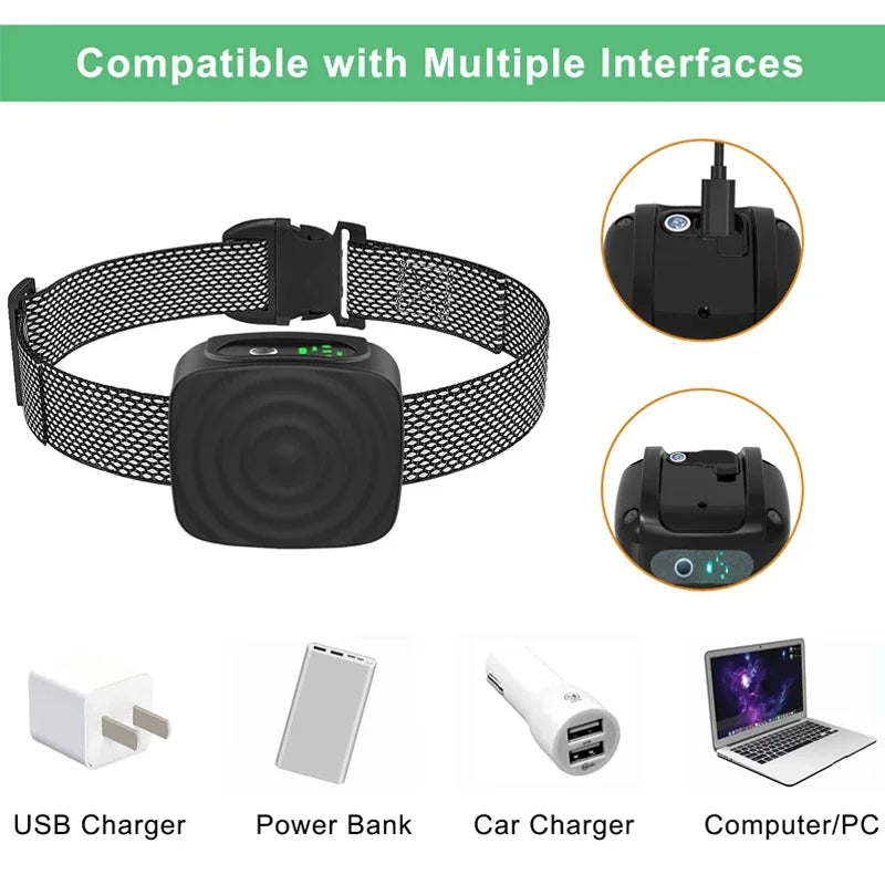Pet Dog Anti Bark Device USB Ultrasonic Intelligent Electric Training Stop Barking Vibration Water Proof Collar Pet Products